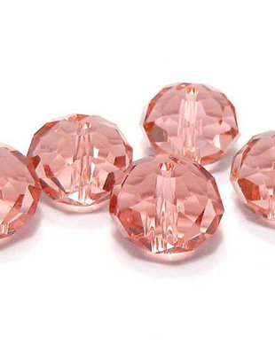 Cristale din sticla, rondelle, 14x10 mm, antic pink