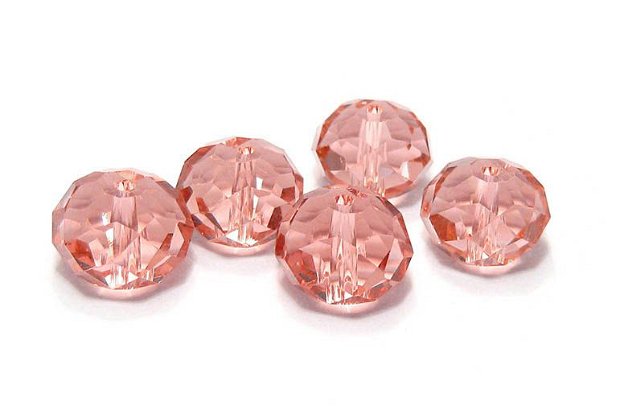 Cristale din sticla, rondelle, 14x10 mm, antic pink