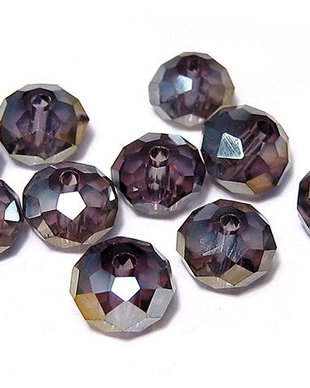 Cristale din sticla, rondelle, electro, 8x6 mm, mov