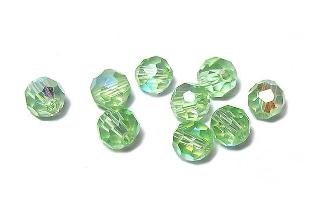 Cristale din sticla, rotunde, electro, 4 mm, verde deschis