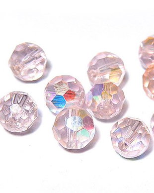 Cristale din sticla, rotunde, electro, 6 mm, roz