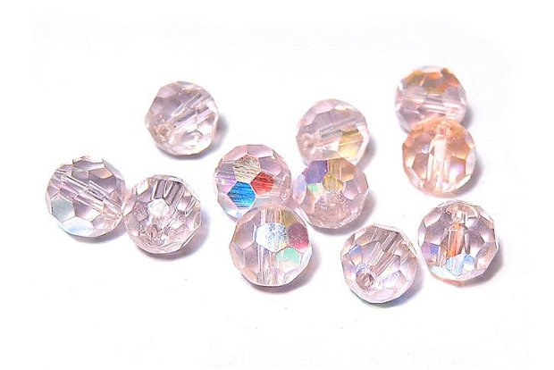Cristale din sticla, rotunde, electro, 6 mm, roz