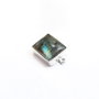 Conector cu labradorit natural flashy - verde albastrui -  in rama argintata