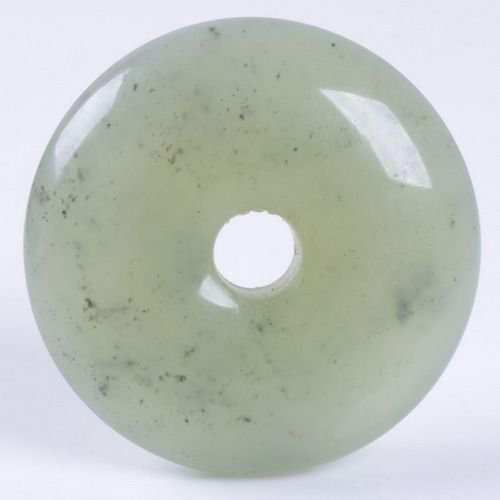6115 - Pandantiv, jad verde olive, donut / inel, 55x17mm, 73g