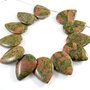 6004 - SET, 12 piese, unakite, verde kaki caramiziu, picatura