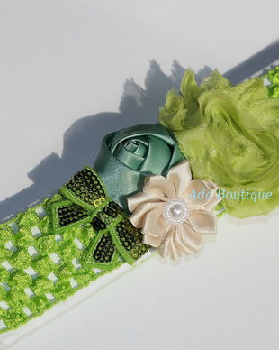 Bentita tutu verde crud cu flori