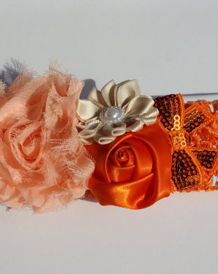 Bentita tutu orange cu flori