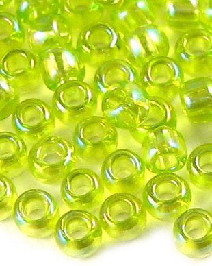 Margele TOHO, 11/0, Transparent Rainbow Lime Green