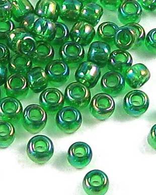 Margele TOHO, 11/0, Transparent Rainbow Grass Green