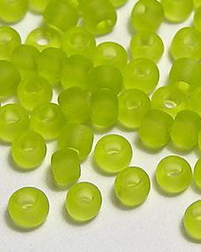 Margele TOHO, 11/0, Transparent-Frosted Lime Green