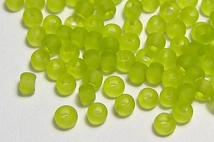 Margele TOHO, 11/0, Transparent-Frosted Lime Green