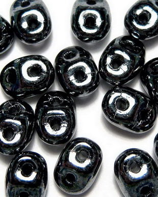 Margele din sticla, Superduo, jet hematite