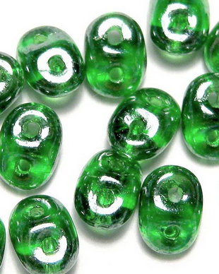 Margele din sticla, Superduo, chrysolite white luster