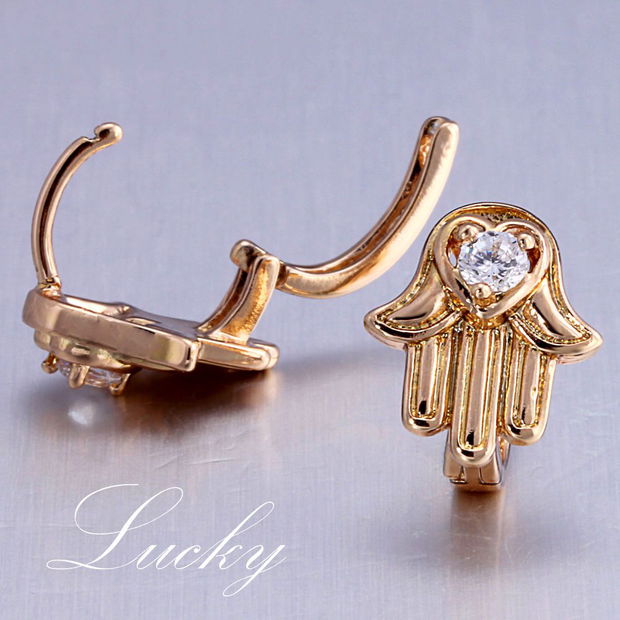 Cercei hamsa gold-filled LUCKY