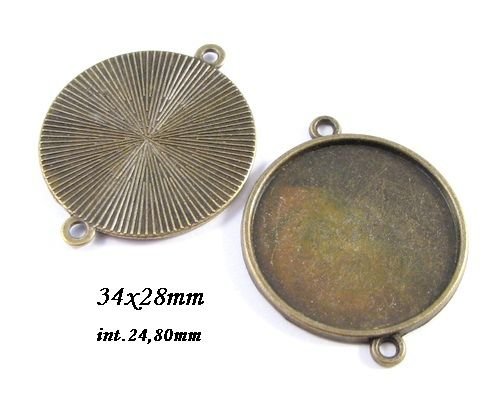 6127 - (2buc) Link / conector / baza cabochon, aliaj metalic bronz