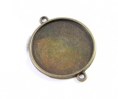 6127 - (2buc) Link / conector / baza cabochon, aliaj metalic bronz