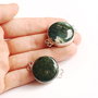 Conector cu jasper verde pamantiu cu structura foarte frumoasa