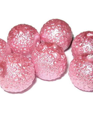 Perle creponate, 12 mm, roz