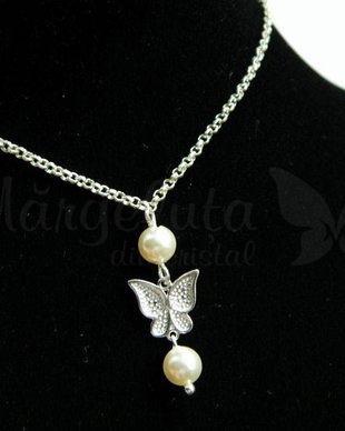 Lantisor argint - Pearl Butterfly