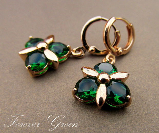 Cercei flori gold filled GREEN