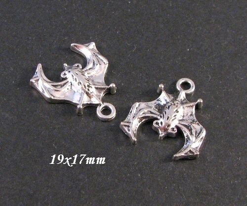 6141 -  (2buc) Charms, aliaj metalic argintiu, liliac, gothic
