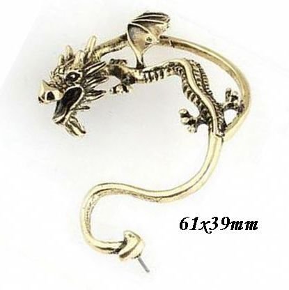 6151 - (1buc) Baza cercel armura / ear cuff, dragon, bronz / alama