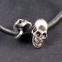 6145 - (2buc) Charms, aliaj metalic argintiu antichizat, craniu, gothic