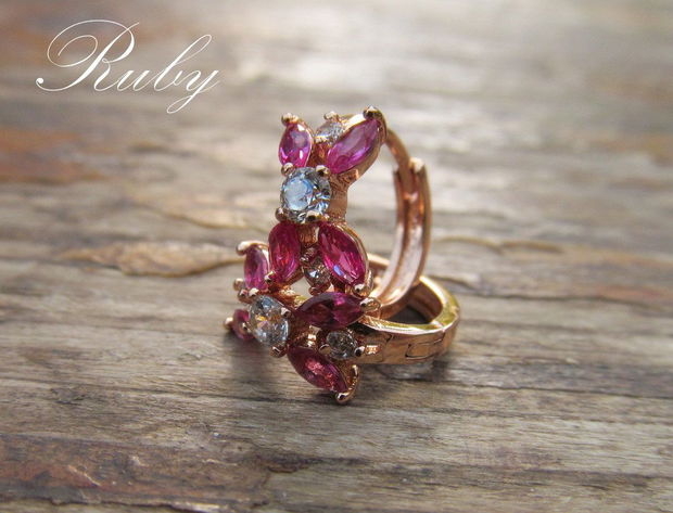 Cercei gold filled RUBY