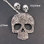 6134 - SET Pandantiv, cercei cu tija, aliaj metalic argintiu antichizat, craniu, gothic