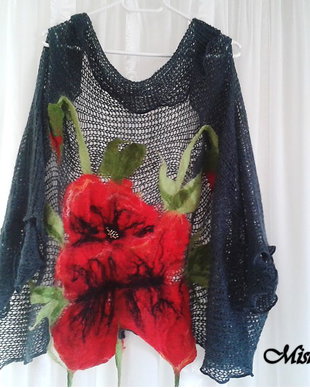 Cardigan/Bolero crosetat si impaslit -  Romantic Poppy