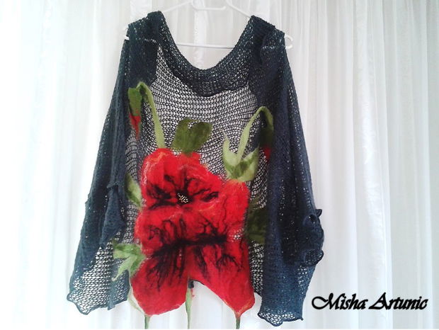 Cardigan/Bolero crosetat si impaslit -  Romantic Poppy