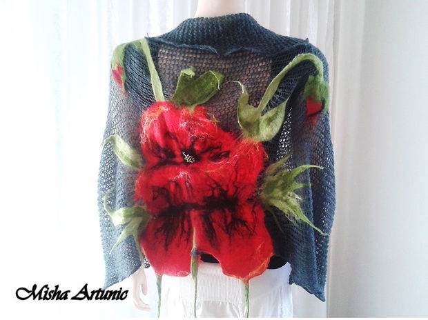 Cardigan/Bolero crosetat si impaslit -  Romantic Poppy