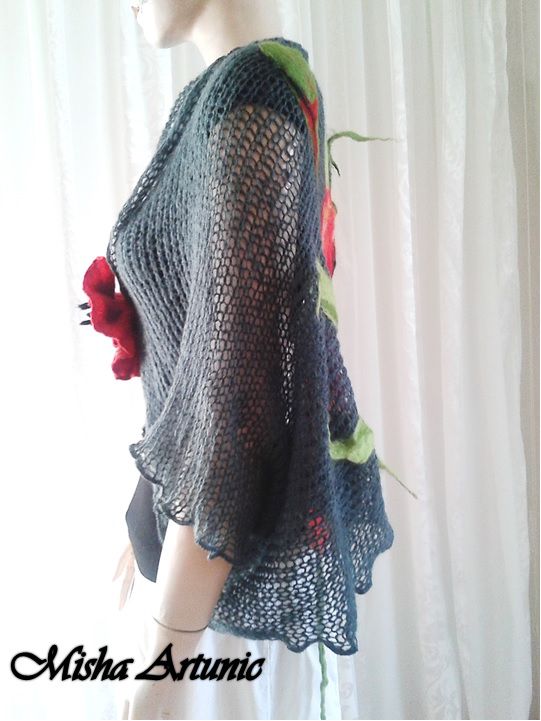 Cardigan/Bolero crosetat si impaslit -  Romantic Poppy