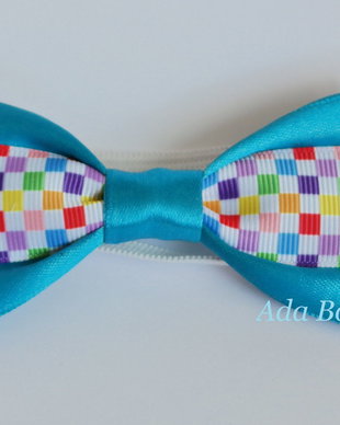 Mini papion cu patratele colorate turquoise