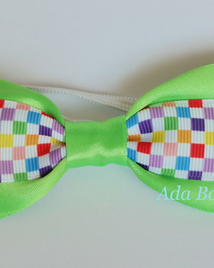 Mini papion cu patratele colorate verde crud