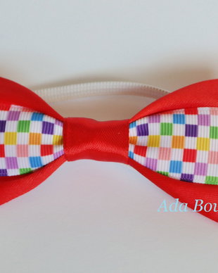 Mini papion cu patratele colorate rosu