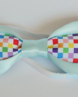Mini papion cu patratele colorate bleu