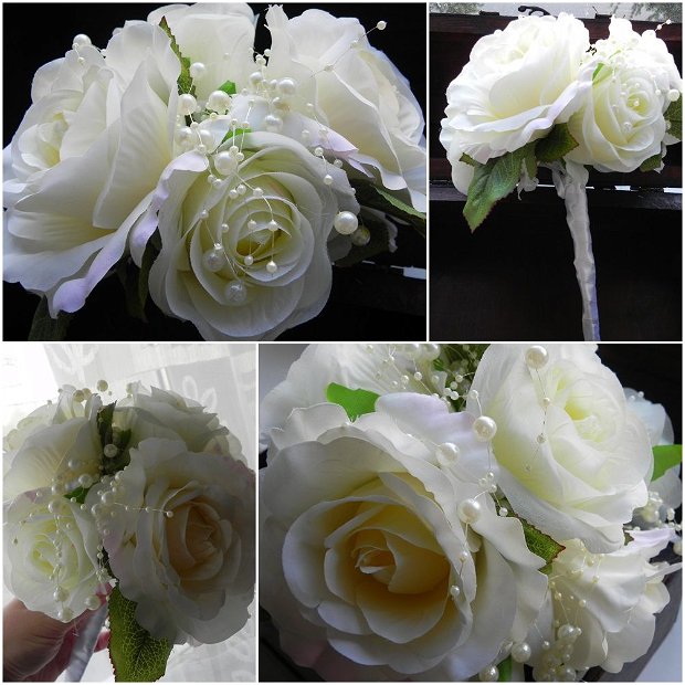 00378 - Buchet trandafiri alb şi crem