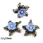6172 - SET Minipandantive / charms, inel reglabil, , trandafiri portelan, baza aliaj metalic bronz