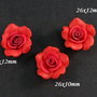 6178 - (3buc) Cabochon, floare / trandafir, lut polimeric / fimo, rosu intens