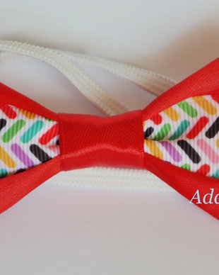 Mini papion colorat fond rosu