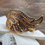 Inel aripa, placat cu aur&zirconii FEATHER