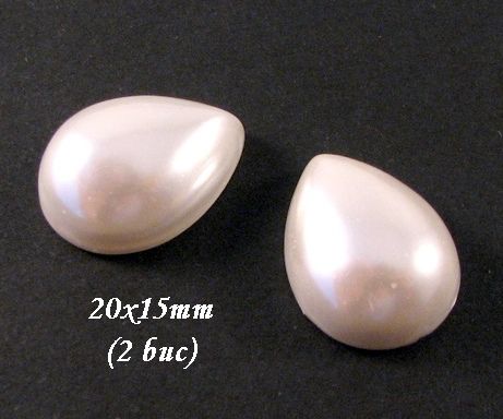 4026 - (2 buc) Cabochon, perla tip Mallorca, 20x15mm