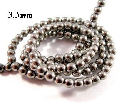 4157 - (120 buc) Hematit gri argintiu inchis, sfere 3,5mm