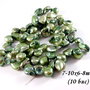 4254 - (10buc) Perle biwa, verde cu irizatii, 7-10x6-8mm