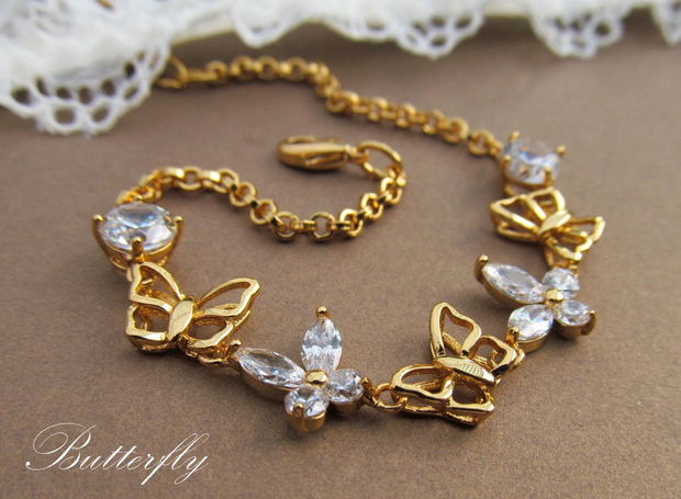 Bratara fluturi gold-filled BUTTERFLY