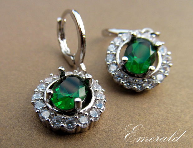 Cercei gold filled zirconii verzi EMERALD