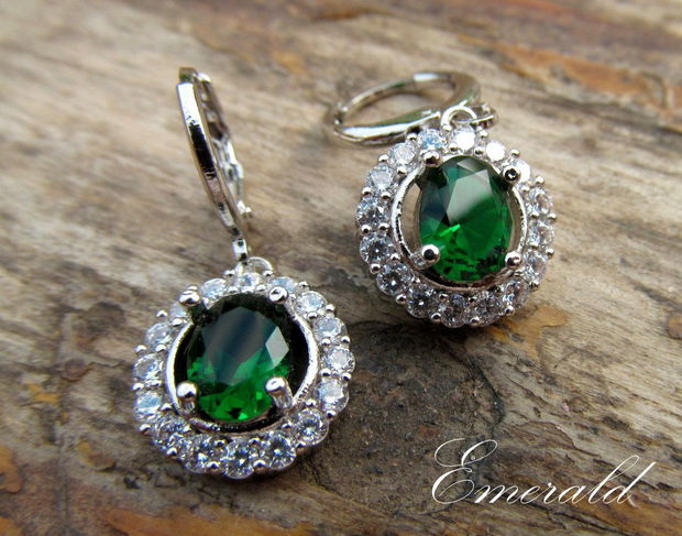 Cercei gold filled zirconii verzi EMERALD