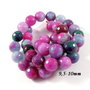 6218 - (10buc) Agate fatetate, colorate, fuchsia verde, 9.5-10mm