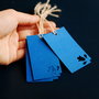 30 b Price tag / gift tag / thank you tag din hartie cartonata  albastru navy cu fire de canepa naturala [ 4 x 7 cm]